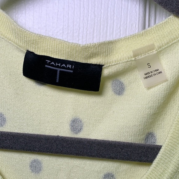 Tahari lime/Yellow Polka Dot Cardigan with studded snap details size small - Picture 2 of 8